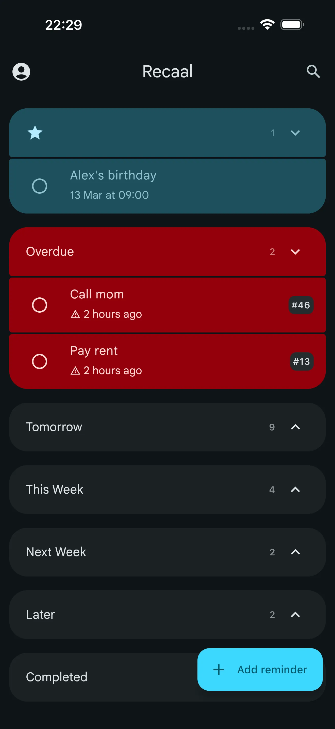 Recaal iOS screenshot 1